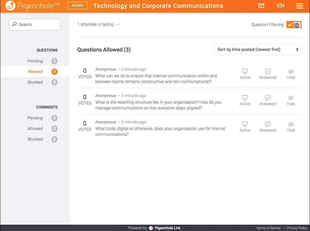 How to filter questions on the Admin Panel – Help Centre