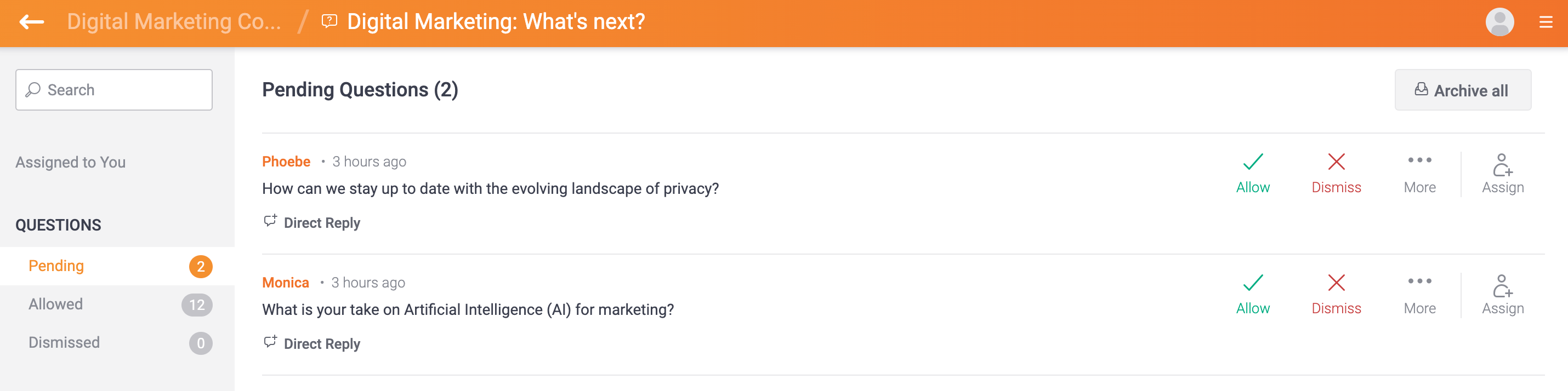 How to filter questions on the Admin Panel Help Centre