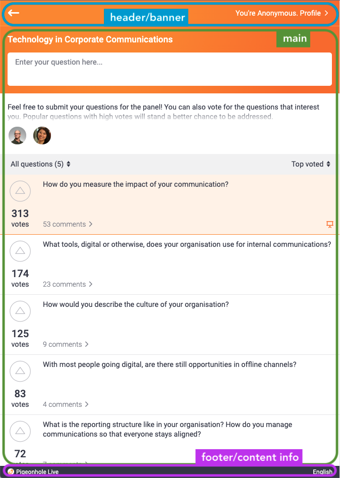 Accessibility at Pigeonhole Live Help Centre